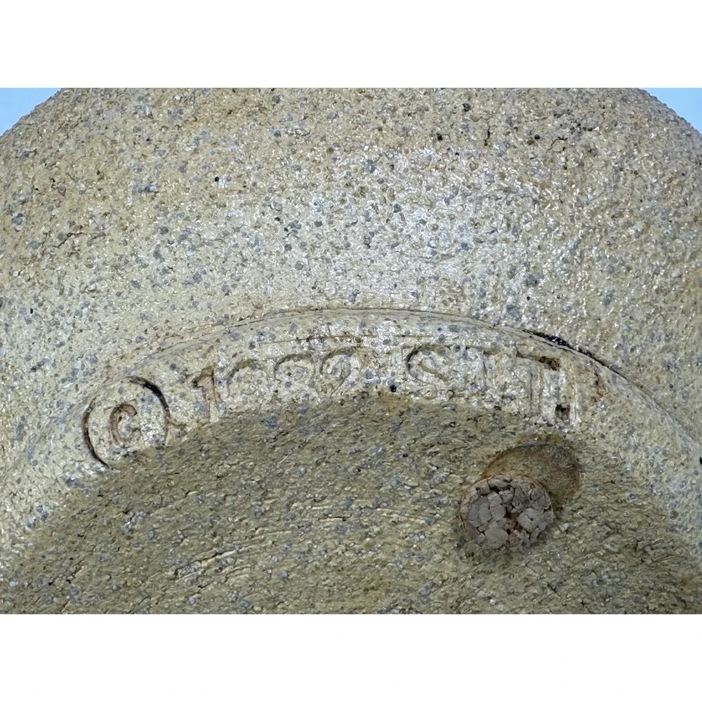 Vintage Carma Studio Sand Cast Pottery Oil Lamp Pot 1980s Signed